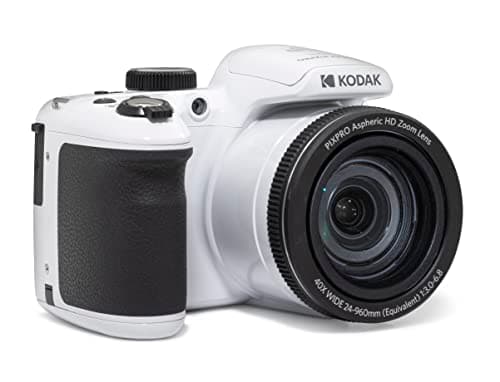 KODAK PIXPRO AZ405-WH 20MP Digital Camera 40X Optical Zoom 24mm Wide Angle Lens Optical Image Stabilization 1080P Full HD Video 3" LCD Vlogging Camera (White), Full Frame