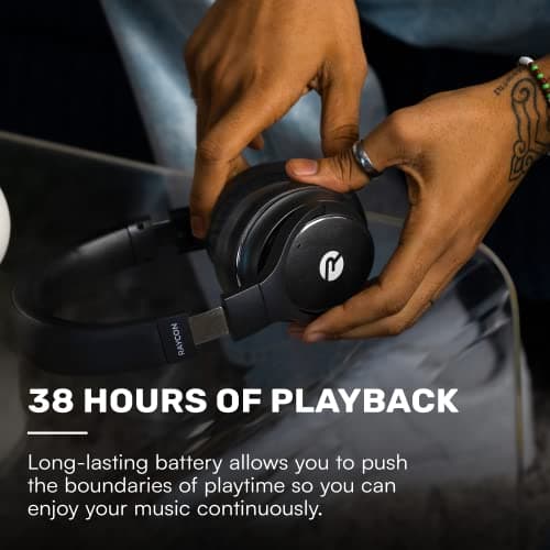 Raycon The Everyday Wireless Bluetooth Over Ear Headphones, with Active Noise Cancelling, Awareness Mode and Built in Microphone, IPX 4 Water Resistance, 40 Hours of Battery Life (Black) 5