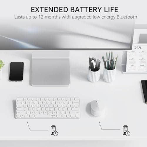 Rapoo 9010M Multi-Device Keyboard and Mouse Combo, 2.4GHz/Bluetooth 5.0/4.0 Wireless Keyboard & Mouse Set for Windows/Mac/Linux/Chrome, Support 4 Devices, Low-Profile Silent Click, Battery Powered 4