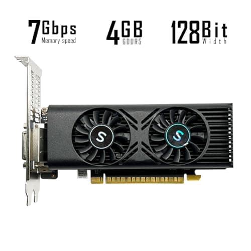 SAPLOS GTX 1050 Graphics Card for PC, 4GB GDDR5 128-bit, HDMI DisplayPort DVI-D, Computer GPU, Gaming Video Card, PCI Express x16, DirectX 12 2