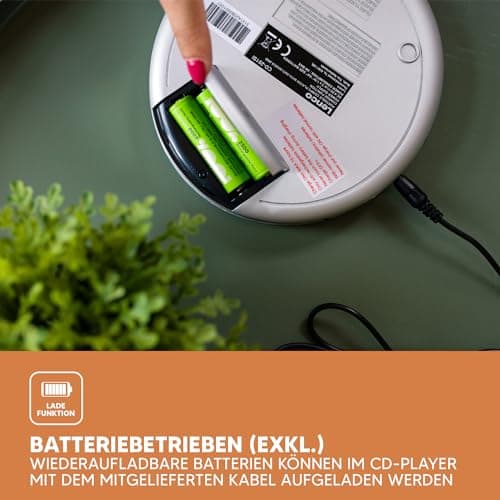 Lenco CD-201 Portable CD Player CD, CD-R, CD-RW, MP3 Battery Charging Function, Silver 5