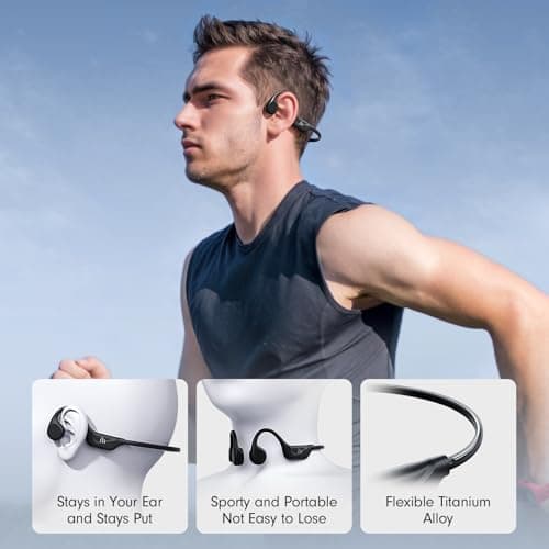 MRYTKY Bone Conduction Headphones,Open Ear Headphones Bluetooth5.4 with Mic,Wireless Headphones 10H Playtime, Waterproof Sport Headphone Suitable for Running,Cycling, Outdoor Sports Black 3