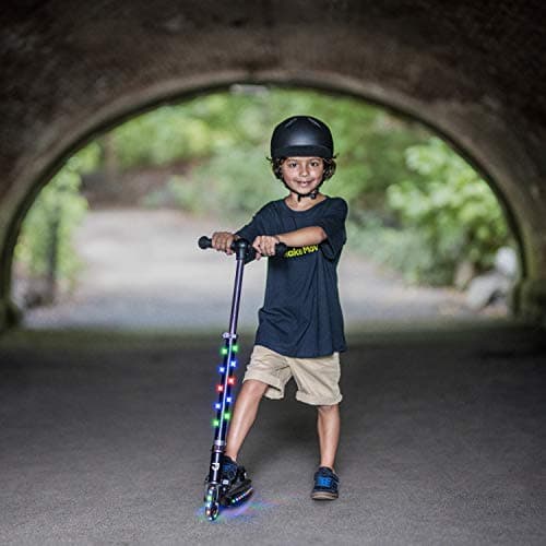 Jetson Scooters - Jupiter Kick Scooter (Black) - Collapsible Portable Kids Push Scooter - Lightweight Folding Design with High Visibility RGB Light Up LEDs on Stem, Wheels, and Deck 4