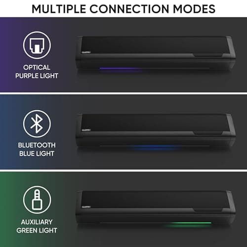 Saiyin Sound Bars for TV with Subwoofer, 2.1 Deep Bass Small Soundbar Monitor Speaker Home Theater Surround System PC Gaming Bluetooth/AUX/Optical Connection, Wall Mountable 17-inch 3