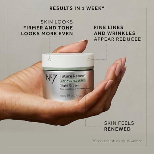 No7 Future Renew Damage Reversal Night Cream - Anti Aging Face Moisturizer - Infused with Peptide Technology to Reverse Visible Signs of Damage - Skin Barrier Repair for Dry Skin (1.69 Oz) 4