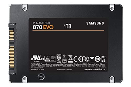 Samsung 870 EVO SATA III SSD 1TB 2.5” Internal Solid State Drive, Upgrade PC or Laptop Memory and Storage for IT Pros, Creators, Everyday Users, MZ-77E1T0B/AM 5