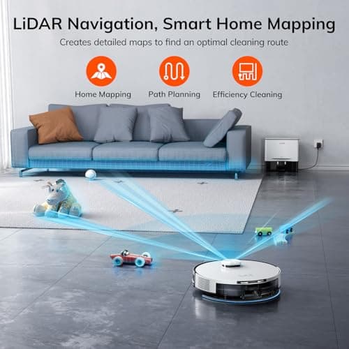 ILIFE A30 Pro Robot Vacuum and Mop, Self Emptying Station for 60 Days, 5000Pa Suction, LiDAR Navigation, No-Go Zones, 2.4G WiFi/App/Alexa/Remote Control, Roller Brush for Carpet, Hard Floors, 110V 2