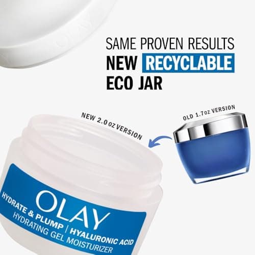 Olay Hylauronic Acid Face Mousturizer, Plump & Hydrate, Fragrance-Free - Hydrating Gel for Dry Skin Retain & Replenish Moisture, with Niacinamide, Non-Greasy, 2 Oz 2