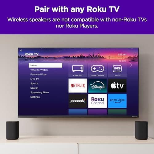 Roku Wireless Speakers - Set of 2 (Pack of 1) - Compatible with Roku TV, Streambar, and Streambar Pro (SE is not compatible) 2