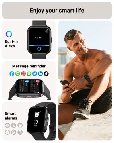 Tensky Smart Watch for Men/Women Android & iPhone, Alexa Built-in, 1.8" Touch Screen Fitness Tracker with Answer/Make Calls, 3ATM Waterproof Heart Rate/Sleep/SpO2 Monitor, Pedometer, 100+ Sport Modes 3