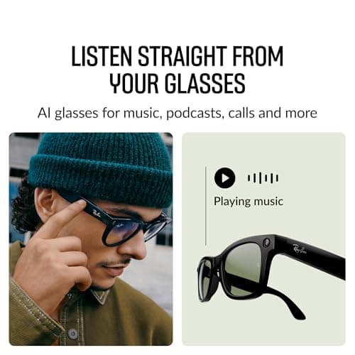 Ray-Ban Meta Glasses, Wayfarer Large (Gen 1) , Matte Black | Capture high-def photo and video — Listen to music and podcasts — Ask Meta AI for directions, real-time answers and more 3