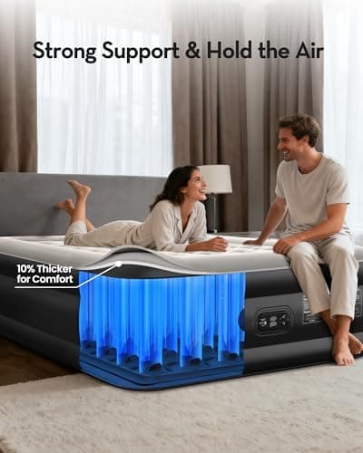 OhGeni 20" Raised King Air Mattress with Built in Pump, Luxury Real Bed Height Blow up Mattress, 3-4 Persons Inflatable Mattress for Guests & Family Party, Ideal for Elder People, 700lbs 5