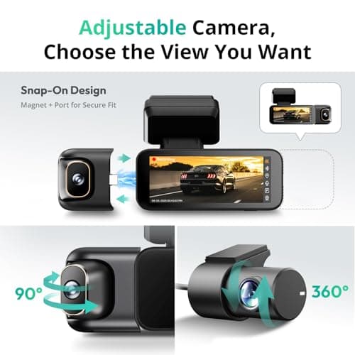 BOTSLAB 3 Channel Dash Cam 4K with 128GB Card, 3.18" Touch Screen, Voice Control, 4K Dash Cam Front and Rear Inside Loop Recording, 5.8GHz WiFi, GPS, Night Vision, WDR, Parking Mode 4