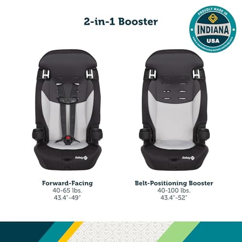 Safety 1st Grand 2-in-1 Booster Car Seat, Converts from High Back to Belt-Positioning Booster, High Back Seat for Kids 40-65, and Belt-Positioning 40-100 Pounds, Black Sparrow 2