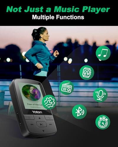 Yoton MP3 Player with Bluetooth 5.2, 64GB, HiFi-Music, with Sports Clip and Independent Volume Button, FM Radio, Earphones Included 4