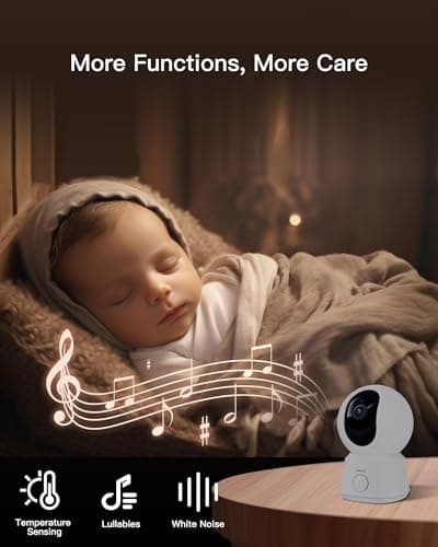 ARENTI Video Baby Monitor with Camera and Audio, 5-inch Smart Baby Camera Monitor with Free Phone App, 1080P, VOX, PTZ, One-Touch Call, Temp Sensor, Lullaby, Night Vision, Auto Tracking, 2-Way Talk 4