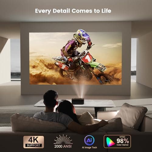 Projector-4K with WiFi and Bluetooth:[2000 ANSI/AI Auto Focus/Built-in APPs]Outdoor-Projector Smart TV OS 2.0 & DoIby, Portable Proyector Compatible with Netflix/YouTube/PrimeVideo, ONOAYO ONO3Pro 2.0 4