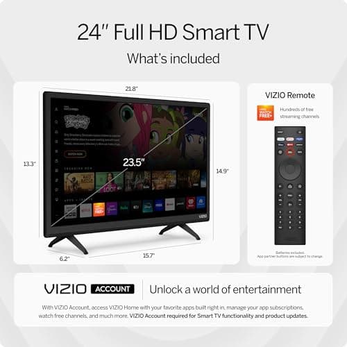 VIZIO 24-inch D-Series Full HD 1080p Smart TV with Apple AirPlay and Chromecast Built-in, Alexa Compatibility, D24f-J09, 2022 Model 3