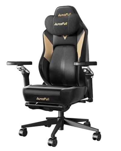 AutoFull M6 Gaming Chair, Ventilated and Heated Seat Gaming Chair with 360° Adjustable Armrest, AUTO Dynamic Tracking Lumbar Support Ergonomic Office Chair with Footrest, Black