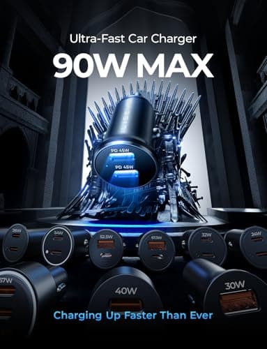 LISEN 90W USB C Car Charger for iPhone 17 Car Charger 40W Fast Charging, 2-Port PD 45W & QC 3.0 Cigarette Lighter USB Charger [All Metal&Mini] for iPhone 17 Air/16/15/14/13 Pro, Galaxy S25/S24, iPad 2