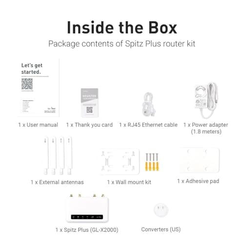 GL-X2000(Spitz Plus) Cellular Gateway 4G LTE Router for Home, RV, Road trips, Offices, CAT 12, Wifi 6 Router, Detachable Antennas, Dual-SIM, T-Mobile & AT&T IoT Certified, OpenVPN, WireGuard (NA Only) 5