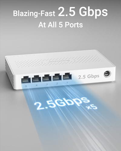 BrosTrend 5 Port 2.5GB Switch, Unmanaged Ethernet Switch for Game Console, PC, NAS, etc. 2.5 Gigabit Network Switch Fanless Plug & Play, Multi-Gigabit Switch, Desktop / Wall Mount, Lifetime Protection 2