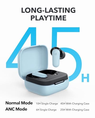 Soundcore P30i by Anker Noise Cancelling Earbuds, Strong and Smart Noise Cancelling, Powerful Bass, 45H Playtime, 2-in-1 Case and Phone Stand, IP54, Wireless Earbuds, Bluetooth 5.4 (Blue) 5
