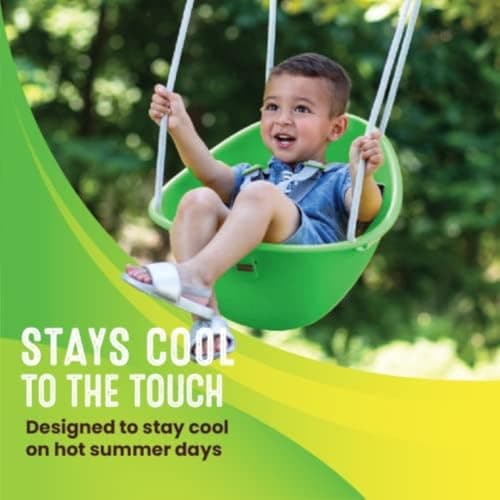 Swurfer Coconut Toddler Swing – Comfy Baby Swing Outdoor, 3-Point Adjustable Safety Harness, Secure, Safe Quick Click Locking System, Blister-Free Rope, Ages 9 Mos and Up, Green 4