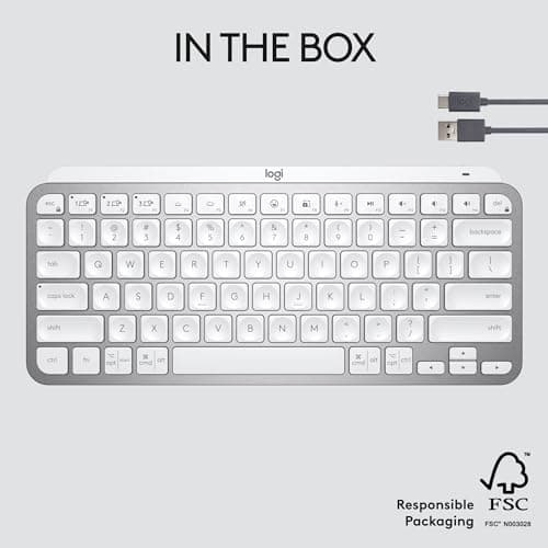 Logitech MX Keys Mini Minimalist Wireless Illuminated Keyboard, Compact, Bluetooth, Backlit, USB-C, Compatible with Apple macOS, iOS, Windows, Linux, Android, Metal Build - Pale Gray 5