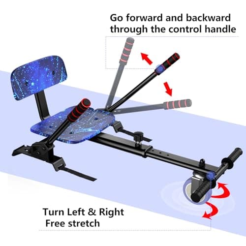 LIEAGLE Scooter With Seat Attachment, 6.5" Scooters Go Kart Combo With Colorful LED Lights & Bluetooth, For Kids Boys Girls Adults All Ages(Star Blue with Kart) 4