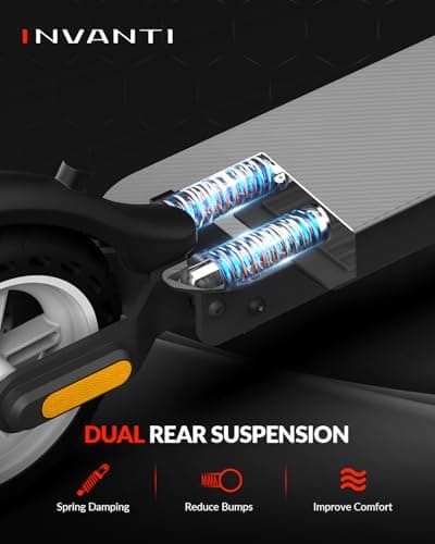 INVANTI E30 Adult Electric Scooter, Max 20Miles & 18 MPH, 350W Motor, Turn Signals, Smart APP, 8.5" Solid Tires, Foldable Commuter Electric Scooter for Adult with Rear Suspension and Dual Brakes 4