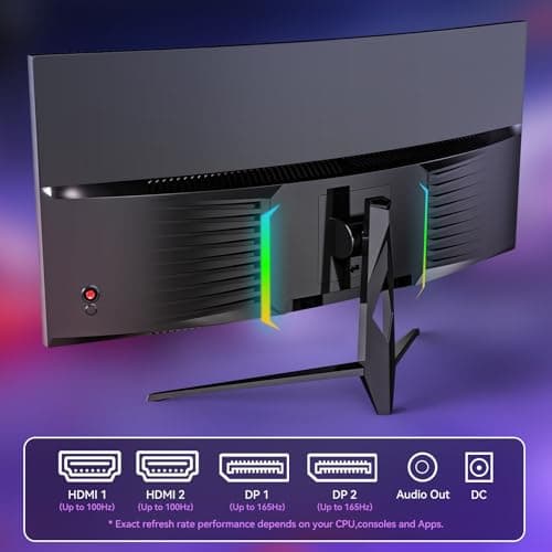 Raywego 34 Inch Ultrawide Curved Monitor Gaming,21:9 WQHD 3440x1440p 165Hz Monitor with RGB Backlight,PIP/PBP,127% sRGB,Crosshair/Timer/FPS/RTS,FreeSync HDMI 2.0 x2 & DP1.4 x 2 4