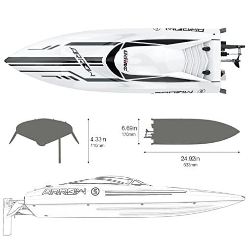 Cheerwing 25" RC Brushless 30 MPH High Speed Boat Large Racing Remote Control Boat for Adults 2