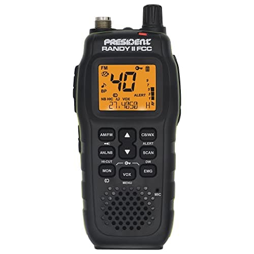 President Randy II FCC - First FCC Approved AM/FM Handheld CB Radio with NOAA Weather Channel, ANL Filter, ASC, Scan Skip, VOX Built-in, 7-Color LCD Dispplay
