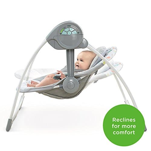Ingenuity Comfort 2 Go Compact Portable 6-Speed Cushioned Baby Swing with Music, Folds Easy, 0-9 Months 6-20 lbs (Fanciful Forest) 5