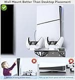 PS5/Slim/Pro Wall Mount Kit with Cooling Fan & Charging Station, PS5 Shelf Floating Mount for All PlayStation 5/Slim/Pro Disc & Digital Console, PS 5 Wall Bracket Behind TV, PS Five Pro Accessories 4