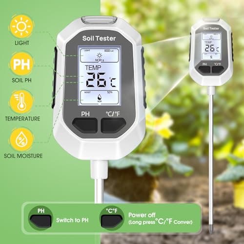 YAMRON 4-in-1 Soil Moisture Meter, Digital Plant Temperature/Soil Moisture Test & PH Meter/Sunlight Intensity, Backlight LCD Display for Gardening, Farming and Outdoor Plants 2