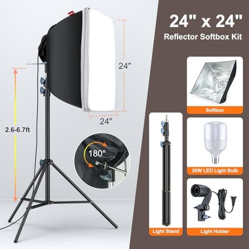 LINCO Lincostore Photo Video Studio Light Kit AM169 - Including 3 Color Backdrops (Black/White/Green) Background Screen 5