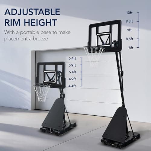 Best Choice Products 4.4-10ft Adjustable Regulation Basketball Hoop, Portable Goal w/Shatterproof Backboard, Ball Return, Base Gel - Black 3