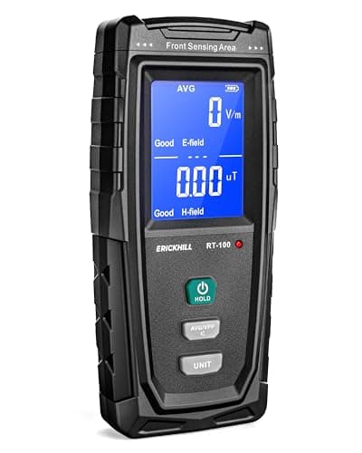 ERICKHILL EMF Detector, Rechargeable Digital Electromagnetic Field Radiation Detector Hand-held Digital LCD EMF Meter Great Tester for Home EMF Inspections,Ghost Hunting Green