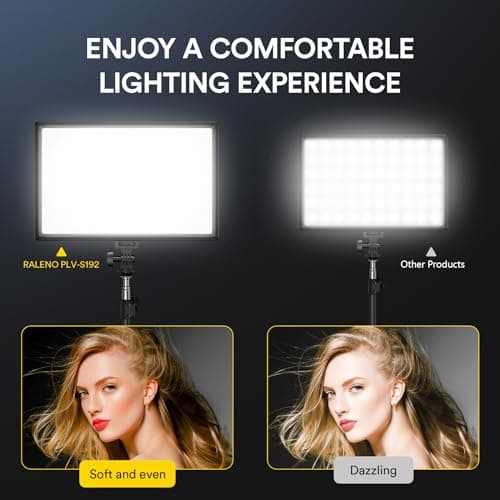 RALENO 19.5W LED Video Soft Light Panel, 650Lux/m Camera Panel Light Built-in 8000mAh Battery, CRI>95 2500-6500K Photography Studio Lights for TikTok YouTube Video Recording Photography Streaming 3