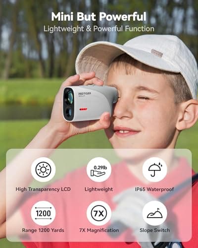 REDTIGER Mini Golf Range Finder with 1200 Yards, IP65 Range Finder Golf with Slope Switch, 7X Magnification, Magnetic & Rechargeable Golf Rangefinder, Flag Pole Lock Vibration 2