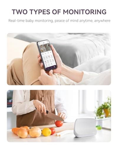Comfyer Hybrid Video No WiFi & Smart WiFi Baby Monitor - 5" 1080P Split Screen & 2K Camera App Control, Motion Alerts, Sound Detection, HD Night Vision, 5050mAh Battery,Triple Security, 1600ft Range 2