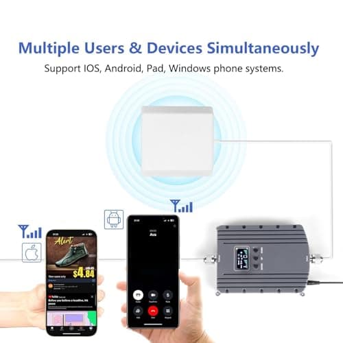 Cell Phone Booster for Home & Office,Up to 5500Sq Ft,Cell Phone Signal Booster for Band 2/25 / 4/66 / 5/12 / 17/13 with All U.S. Carriers,Boosts 5G 4G LTE, FCC Approved Cell Booster 3