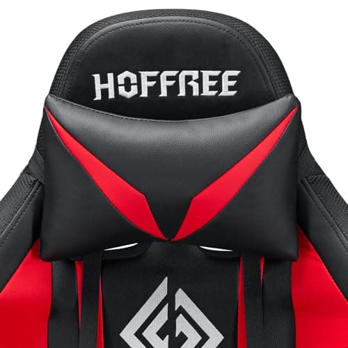 HOFFREE RGB Gaming Chair with Speakers Massage Computer Gaming Chair with LED Lights and Footrest High Back Video Game Chair for Adults Red and Black 4