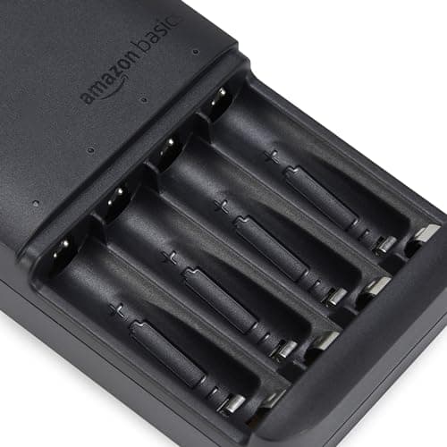 Amazon Basics Battery Charger for Rechargeable AA and AAA NiMh Batteries - NA Plug, 4-Bay, Black 5