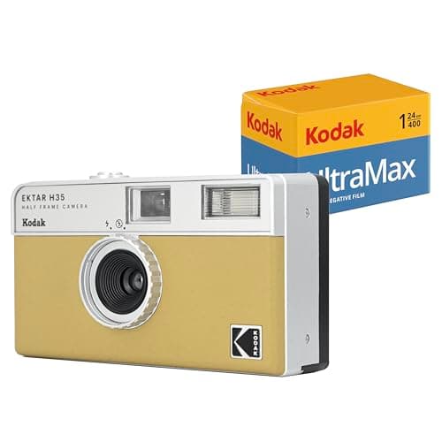 KODAK EKTAR H35 Half Frame Film Camera (Sand) Bundle with Kodak Ultramax 400/24EXP 35mm Roll Film