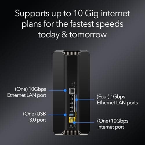 NETGEAR Nighthawk Tri-Band WiFi 7 Router (RS700S) - Router Only- BE19000 Wireless Speed (up to 19 Gbps) – 10 Gig Internet Port - Covers up to 3,500 sq. ft. – 1-Year Armor & Free Expert Help 4