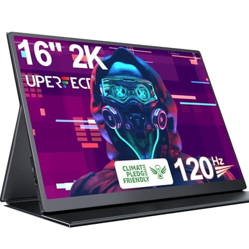 UPERFECT 2K 120Hz Portable Gaming Monitor, 16" 2560x1600 QHD 16:10 400 Nits Portable Monitor for Laptop w/VESA & Cover HDR FreeSync Eye Care External Second Screen for PC Phone Game Console