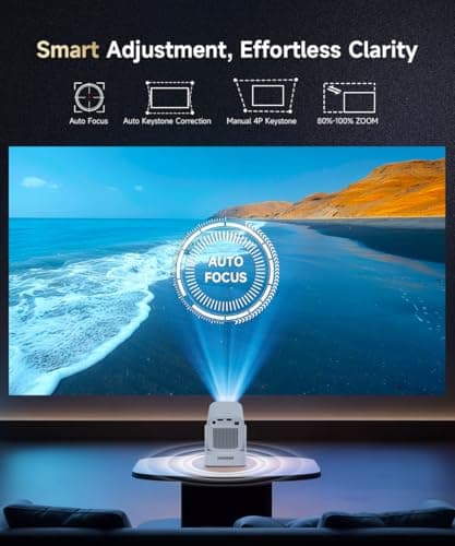 【Auto Focus&1080P】Magcubic Mini Smart Projector with 4K Support, Portable Projector with Wifi and Bluetooth, 5W Speaker, Built in Apps, Voice Control, Outdoor Movie Projector 3